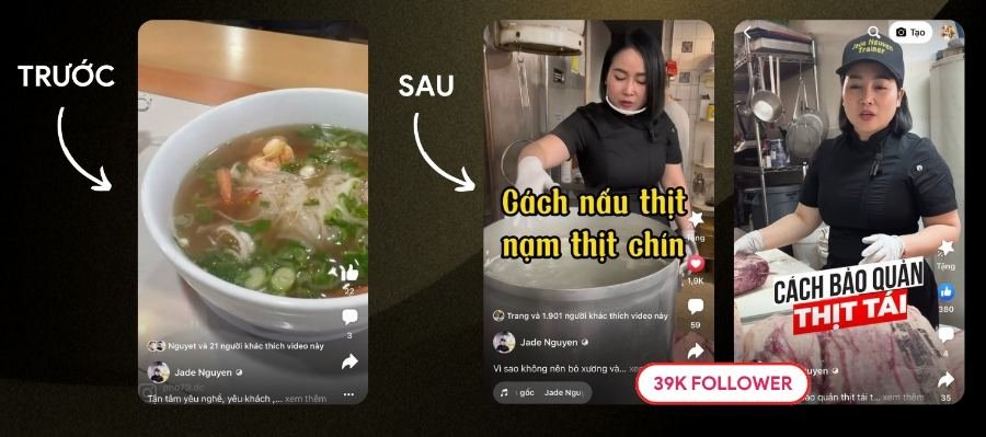 Kênh của Jade Nguyen trước và sau khi học